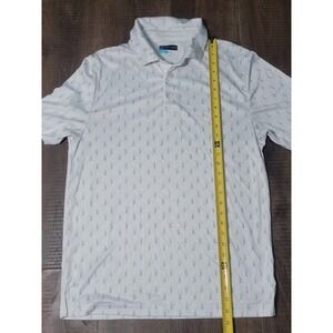 PGA‎ Tour Pro Series Golf Polo Shirt Golf Carts Print White Athletic Fit Large